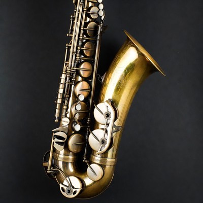Brass Alto Saxophone on Black Background