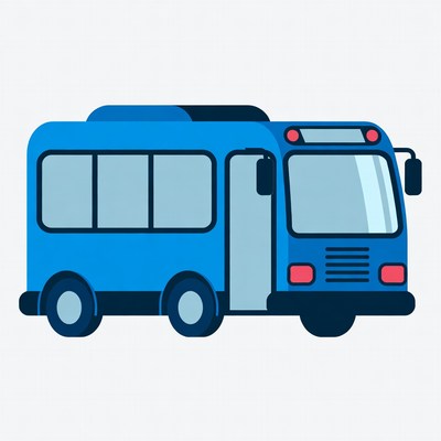 Blue School Bus Illustration