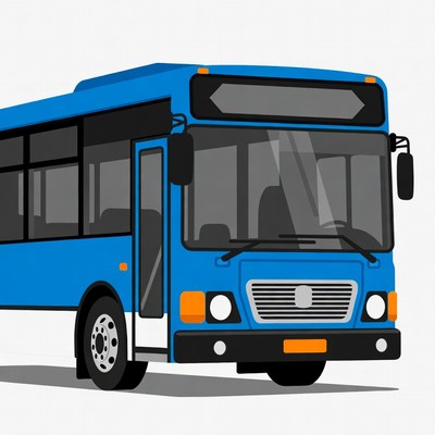 Blue City Bus Illustration