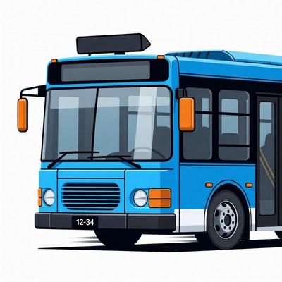 Blue Cartoon City Bus
