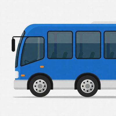 Blue Bus Illustration Side View