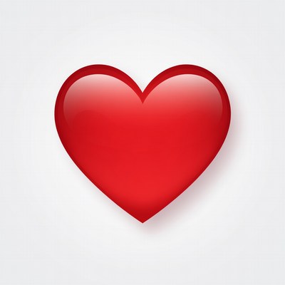 Shiny Red Heart on White