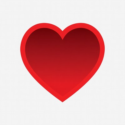 Red heart on white background