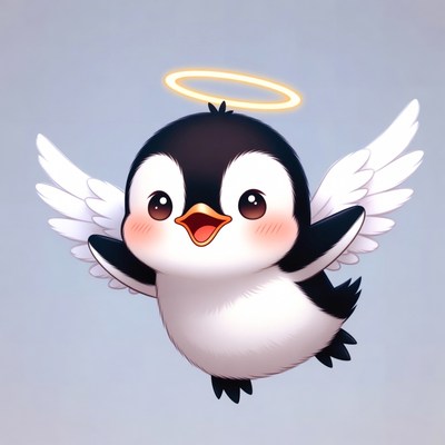 Cute angel penguin with halo