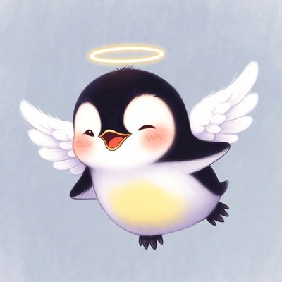Cute Angel Penguin Illustration