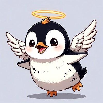 Cute angel penguin illustration