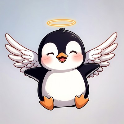 Cute angel penguin illustration