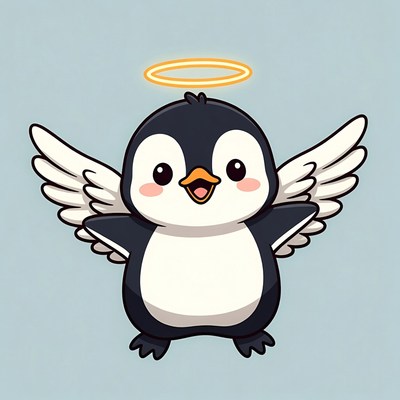 Cute angel penguin with halo