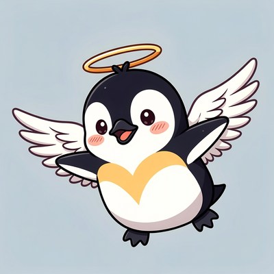 Cute angel penguin with wings