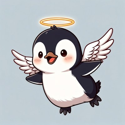 Cute angel penguin illustration