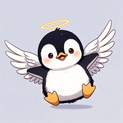 Cute angel penguin with halo