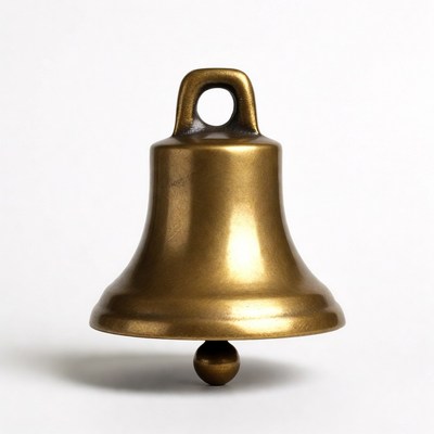 Brass bell on white background