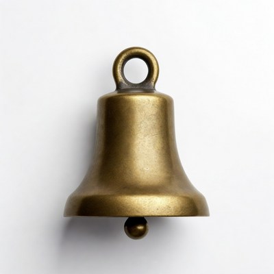 Brass bell on white background