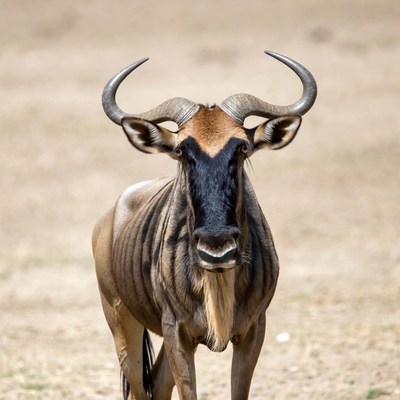 Wildebeest standing in savanna