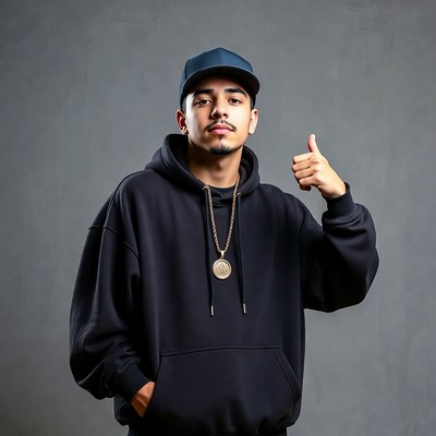 Man giving thumbs up in hoodie