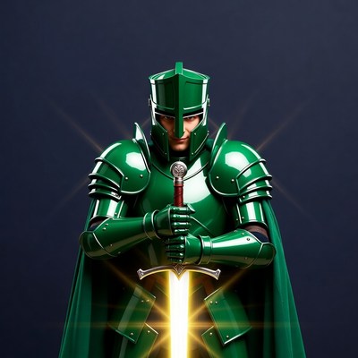 Green Knight Holding Sword
