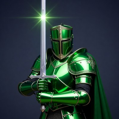 Green Knight Holding Sword