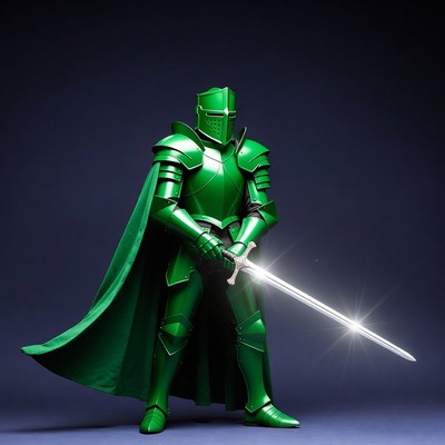 Green Knight Holding Sword
