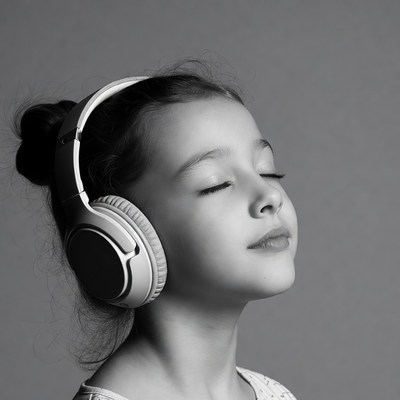 Girl listening to music with headphones