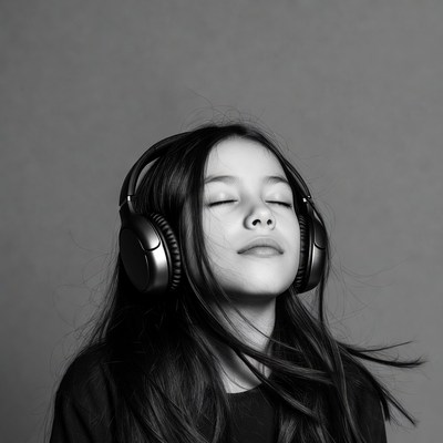 Girl listening to music with headphones