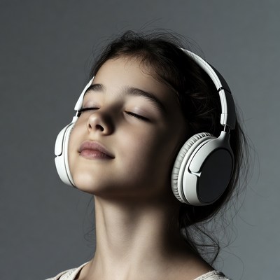Girl listening to music with headphones