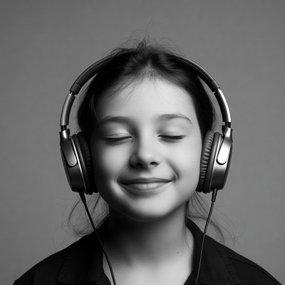 Girl listening to music with headphones