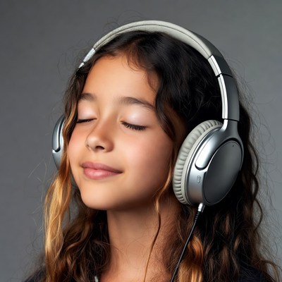 Girl listening to music with headphones