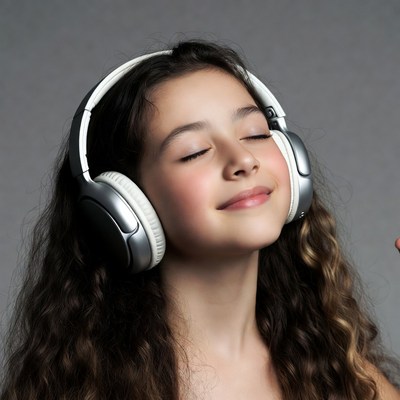 Girl listening to music with headphones