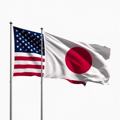 US and Japan Flags Together