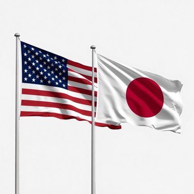 US and Japanese Flags Together