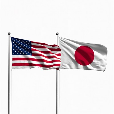 US and Japan Flags Together