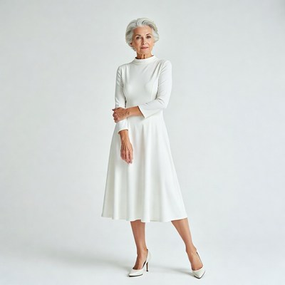 Elderly woman in white dress