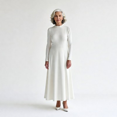Elderly woman in white dress