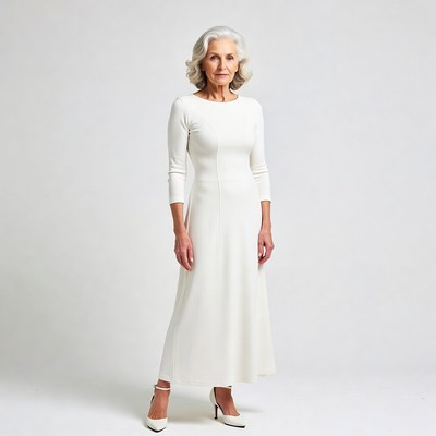 Elderly woman in white dress