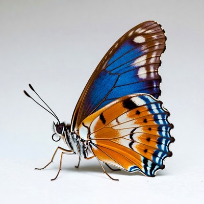 Colorful butterfly with orange blue wings