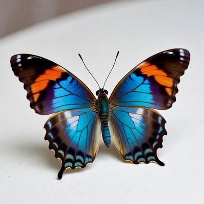 Colorful Blue Morpho Butterfly Wings Spread