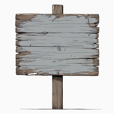 Old wooden signpost with blank board