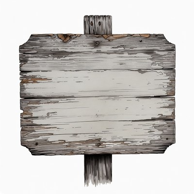 Old Wooden Sign on Post