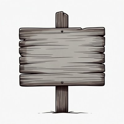 Blank wooden sign on post
