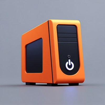 Orange gaming PC computer