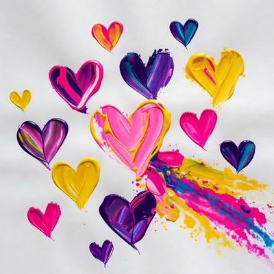 Colorful Paint Splatter Hearts