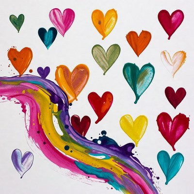Colorful Rainbow Hearts Illustration