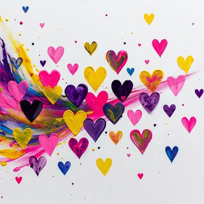Colorful Hearts on White Background