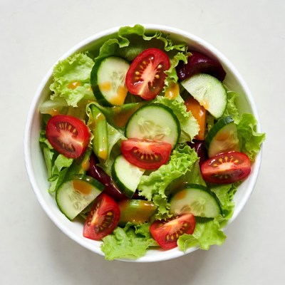 Fresh Garden Salad in White Bowl