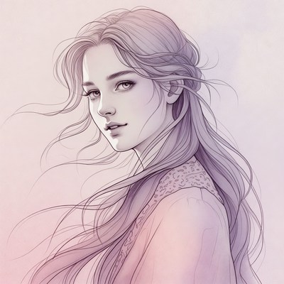 Beautiful woman with flowing hair