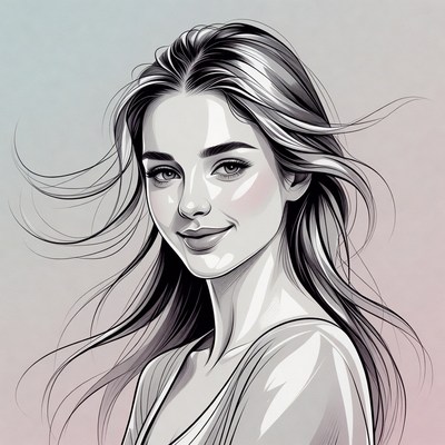 Beautiful woman with flowing hair