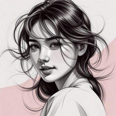 Beautiful Asian woman portrait illustration