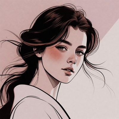 Beautiful woman with flowing dark hair