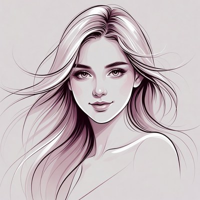Beautiful blonde woman portrait illustration