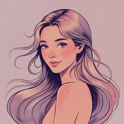 Beautiful blonde woman portrait illustration